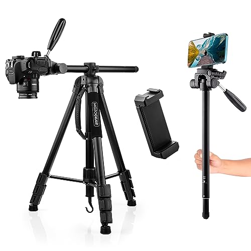 MOJOGEAR 179 cm 3-in-1-Kamera- und Videostativ, Stativ, Einbeinstativ und horizontaler Arm, inkl. Telefonhalter und Tragetasche, großes Vlog-, Streaming- oder DSLR-Kamerastativ von MOJOGEAR