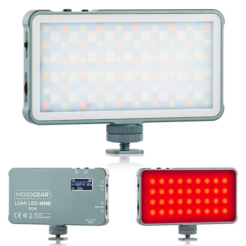 MOJOGEAR Lumi RGB LED-Lampe 6,5 W Mini – Robustes Metall – 1500 mAh Akku – Leistungsstarke Lampe für Kamera/Studio/Video – RGB und weißes/gelbes Licht – Grau MOJOGEAR Lumi RGB LED-Lampe 6,5 W Mini – Robustes Metall – 1500 mAh Akku – Leistungsstarke Lampe für Kamera/Studio/Video – RGB und weißes/gelbes Licht – Grau von MOJOGEAR