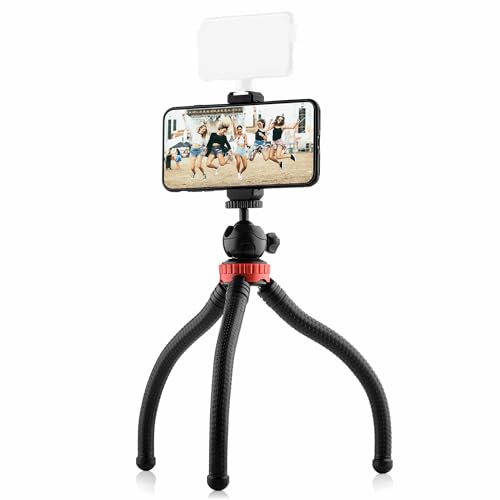 MOJOGEAR Mini Octopus Handy Stativ, Flexibel Reisestativ mit Premium Smartphone Halter, Kompaktes Stative mit Halterung für iPhone, Android Smartphone und DSLR Camera MOJOGEAR Mini Octopus Handy Stativ, Flexibel Reisestativ mit Premium Smartphone Halter, Kompaktes Stative mit Halterung für iPhone, Android Smartphone und DSLR Camera von MOJOGEAR