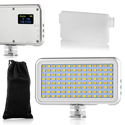 MOJOGEAR Multicolor LED Lampe Mini Video Light 112 Lamps Metall - Farbtemperatur stufenlos einstellbar - Mit Diffusor von MOJOGEAR