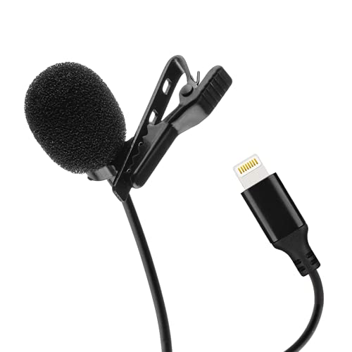 MOJOGEAR Pin-Mikrofon mit Lightning-Anschluss, kompatibel mit iPhone 11/12/13/14 und ipad mit Lightning - 150cm - Schwarz von MOJOGEAR
