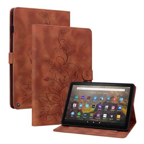 MOKASE Fall Kompatibel mit 8 Zoll Amazon Kindle Fire HD 8 & 8 Plus Tablette (12th/10th Generation, 2024/2022/2020 Freigabe), Wildleder Folio Stand Cover mit Stifthalter & Kartensteckplatz, Brown von MOKASE