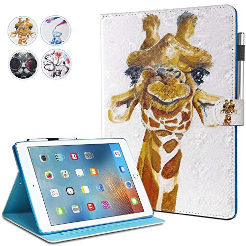 MOKASE Hülle Kompatibel mit iPad 10,2 Zoll (9./8./7. Generation, 2021/2020/2019), Kunstleder Multi-Winkel Folio Hülle Schutzhülle mit Pen Halter Kartenschlitz & Auto Schlafen/Wachen, Giraffe von MOKASE