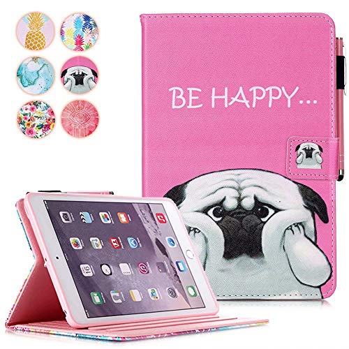 MOKASE Hülle Kompatibel mit iPad 10,2 Zoll (9./8./7. Generation, 2021/2020/2019), Kunstleder Multi-Winkel Folio Hülle Schutzhülle mit Pen Halter Kartenschlitz & Auto Schlafen/Wachen, Happy Dog von MOKASE