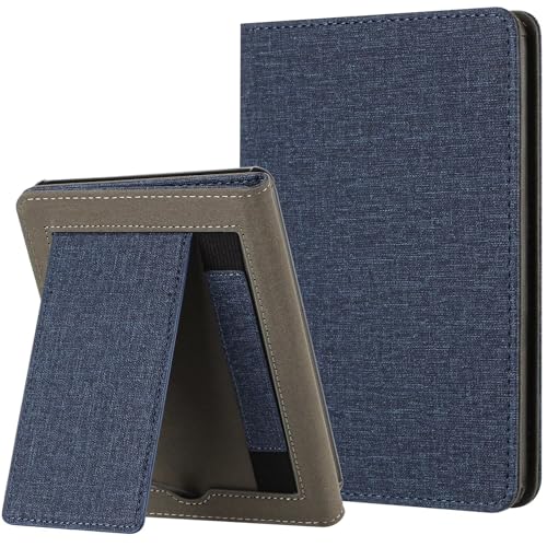 MOKASE für 6.8" Kindle Paperwhite 11. Generation 2021 (Modell: M2L3EK/M2L4EK), PU-Ständer Hardcover, Schlau Schlaf/Aufwach mit Handschlaufe & Kartenfach für Kindle Paperwhite 2021, Dark Blue von MOKASE