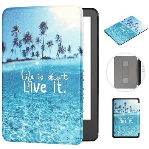 MOKASE Hülle für 6,8 Zoll Kindle Paperwhite 11. Gen. 2021 (Modell: M2L3EK/M2L4EK), Kunstleder mit Auto Schlaf/Aufwach Handschlaufe für Signature Edition & Kindle Paperwhite 2021, Beach von MOKASE