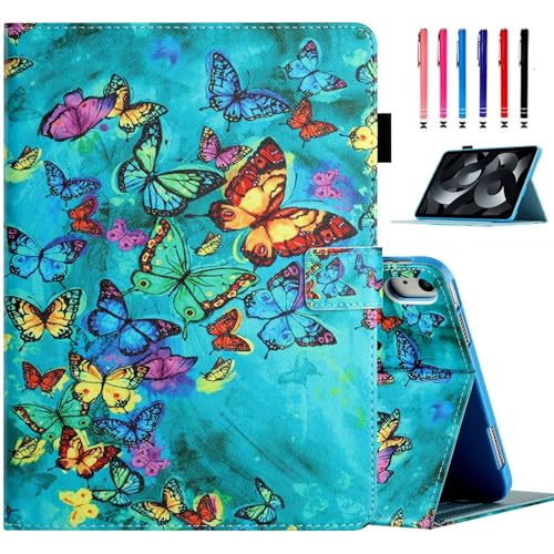 MOKASE Hülle für New iPad 11. Generation (2025 A16 11 Zoll) / iPad 10. Generation (2022 10,9 Zoll), Schlanke Folio Ständer Schutzhülle mit Automayic Schlaf/Aufwach & Bleistifthalter, Green Butterflies von MOKASE