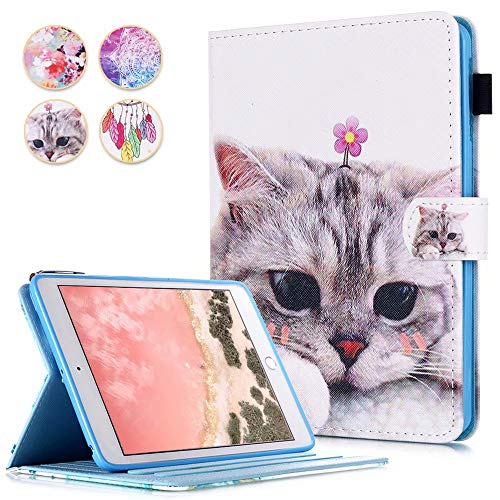 MOKASE für iPad Mini 5 Hülle, iPad Mini 4/3/2/1 Leder Hülle, Kartenschlitz Ständer Hülle mit Intelligent Schlafen/Wach für iPad Mini 5. Generation/Mini 4 / Mini 3 / Mini 2 / Mini 1 - Cat von MOKASE