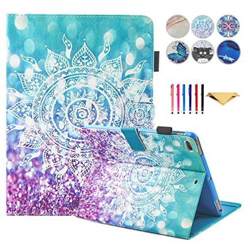 MOKASE iPad 9.7 Zoll 2017 2018 Hülle, PU Leder Schutzhülle Brieftasche Flip Case Cover Magnetic Stand Tasche Etui mit Auto Schlafen/Wach Funktion für Apple iPad 9.7" / iPad Air 1/2 - Mandala von MOKASE