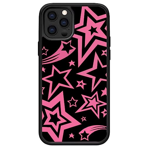 MOKENS Kompatibel mit iPhone 14, niedlicher schwarzer rosa Stern, ästhetische Handyhülle, schlanke, weiche Schutzhülle für Mädchen und Damen von MOKENS