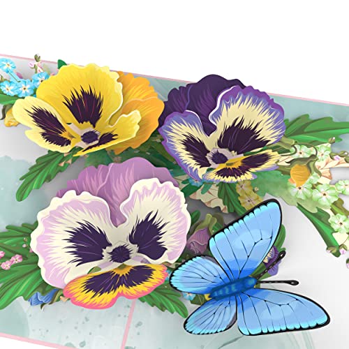 MOKIO® Pop-Up Blumenkarte – Blumen mit Schmetterling – 3D Geschenkkarte zum Geburtstag, zur Pensionierung, als Gutschein oder zur Genesung, Blumen Grußkarte mit Umschlag von MOKIO