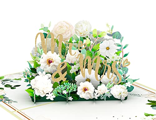 MOKIO® Pop-Up Hochzeitskarte – Mr. & Mrs. – Just married 3D Geschenkkarte zur Hochzeit, edle Glückwunschkarte zur Trauung, Geldgeschenk für Flitterwochen oder Hochzeitsreise von MOKIO