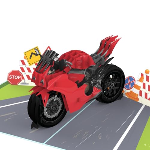 MOKIO® Pop-Up Karte – Motorrad Führerschein – 3D Gutschein für Fahrstunden, Fahrschule oder Motorradhelm, Verpackung für ein Geldgeschenk zum 18. Geburtstag von MOKIO