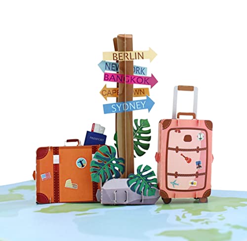 MOKIO® Pop-Up Karte Reise – 3D Grußkarte zum Urlaub, Geburtstag, Abschied oder für Urlaubsgeld von MOKIO