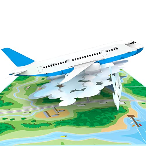 MOKIO® Pop-Up Karte Reise – Flugzeug – 3D Gutscheinkarte für einen Flug, Flugreise, Flugtickets oder Urlaub, als Geburtstagskarte oder Geldgeschenk für Urlaubsgeld, Flug Reisegutschein von MOKIO