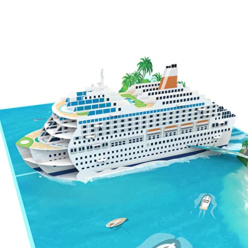MOKIO® Pop-Up Karte Reise – Kreuzfahrschiff – 3D Gutscheinkarte für eine Kreuzfahrt, Schiffsreise oder Urlaub, Schiff Reisegutschein zum Geburtstag von MOKIO