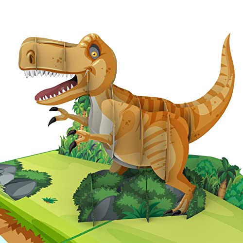 MOKIO® Pop-Up Karte – T-Rex Dinosaurier – 3D Dino Geburtstagskarte als Gutschein oder für Geldgeschenke, Glückwunschkarte zum Kindergeburtstag von MOKIO