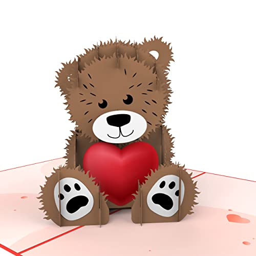 MOKIO® Pop-Up Karte – Teddy mit Herz – 3D Geschenkkarte zum Geburtstag, Hochzeitstag oder Jahrestag, „Ich liebe dich“ Teddybär Grußkarte mit Umschlag von MOKIO