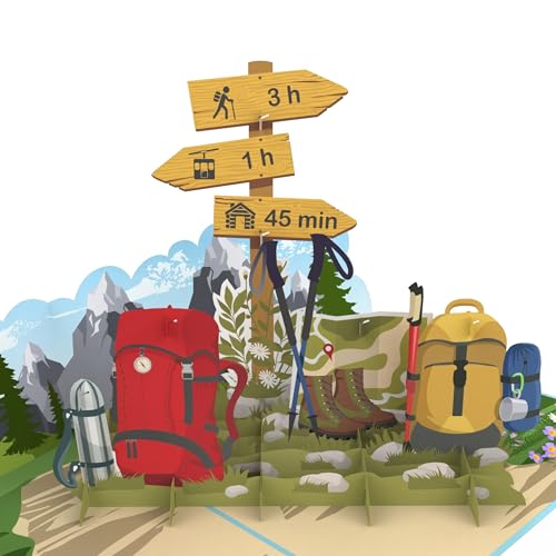 MOKIO® Pop-Up Karte – Wandern/Klettern – Gutschein für eine Wanderung in den Bergen, Bergsteigen oder Wanderurlaub, Reisegutschein zum Geburtstag von MOKIO