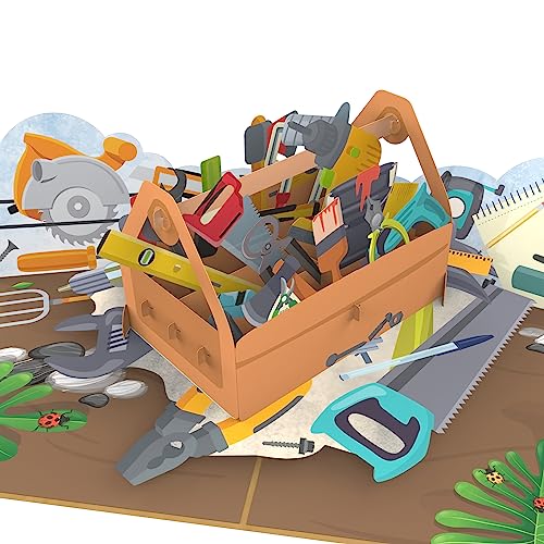 MOKIO® Pop-Up Karte – Werkzeugkasten für Heimwerker/Handwerker – 3D Gutscheinkarte als Baumarkt oder Werkzeug Gutschein, zum Geburtstag oder als Verpackung für ein Geldgeschenk von MOKIO