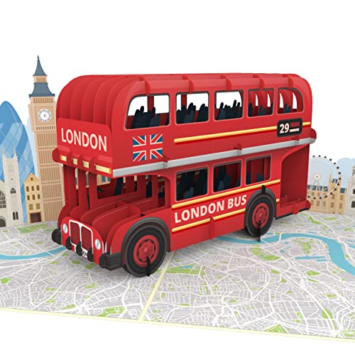 MOKIO® Pop-Up London Reisegutschein – Doppeldeckerbus in London – 3D Gutscheinkarte für einen England Urlaub, zum Geburtstag, als Geschenkkarte für eine Reise oder als Städtereise Gutschein von MOKIO