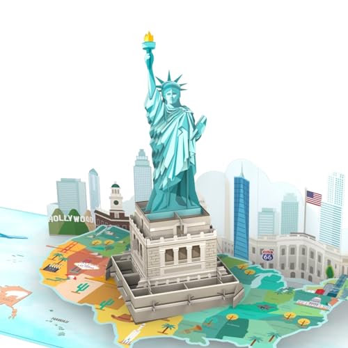 MOKIO® Pop-Up USA Reisegutschein – Freiheitsstatue in Amerika – 3D Gutscheinkarte für einen USA Urlaub, als Geschenkkarte für eine Nordamerika Reise oder als Städtereise Gutschein von MOKIO