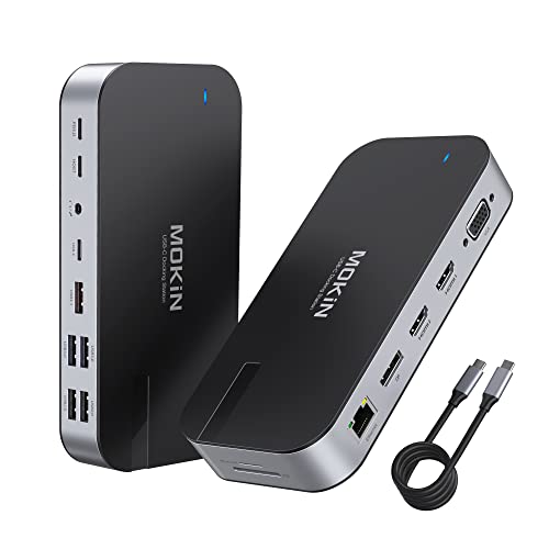 Laptop Docking Station, MOKiN 16 in 1 Docking Station USB C Dock mit Dual Monitor Display mit 2 HDMI 4K, DP, VGA, RJ45,100W PD für Dell Surface Lenovo Laptop Docking Station, MOKiN 16 in 1 Docking Station USB C Dock mit Dual Monitor Display mit 2 HDMI 4K, DP, VGA, RJ45,100W PD für Dell Surface Lenovo von MOKiN