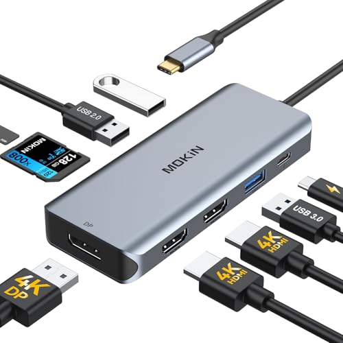 MOKiN USB C Docking Station Dual Monitor, 9 in 1 USB C Triple Display Docking Station to Dual HDMI Adapter Displayport SD TF Card Reader 2USB 2.0, 1 USB 3.0, 100W PD MOKiN USB C Docking Station Dual Monitor, 9 in 1 USB C Triple Display Docking Station to Dual HDMI Adapter Displayport SD TF Card Reader 2USB 2.0, 1 USB 3.0, 100W PD von MOKiN