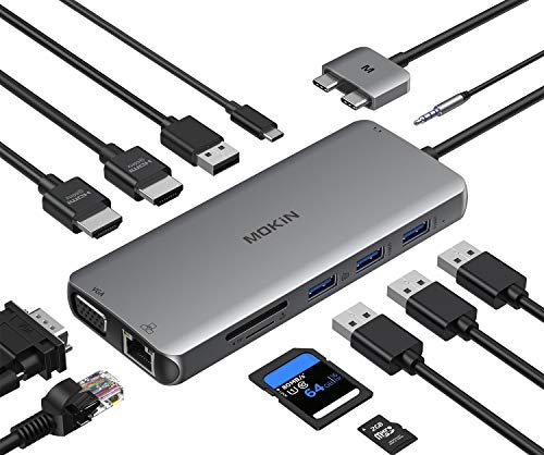 MOKiN MacBook Pro Dockingstation DoppelMonitor MacBook Pro HDMIAdapter 12in1 USB C Adapter für MacBook Pro Air MacHDMIDock Dongle DualUSBC auf DualHDMI VGA Ethernet AUX 4USB SD TF100W PD MOKiN MacBook Pro Dockingstation DoppelMonitor MacBook Pro HDMIAdapter 12in1 USB C Adapter für MacBook Pro Air MacHDMIDock Dongle DualUSBC auf DualHDMI VGA Ethernet AUX 4USB SD TF100W PD von MOKiN