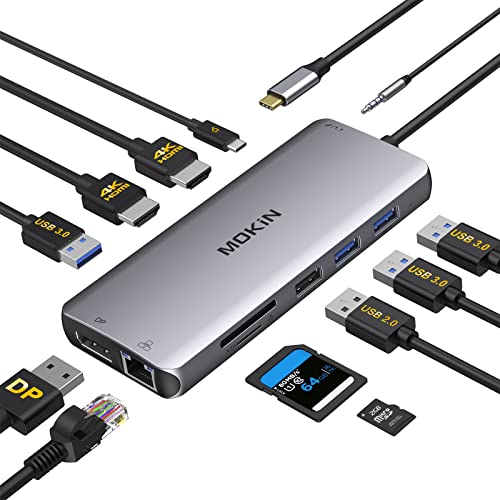 MOKiN USB C Docking Station Dual Monitor,12 in 1 Triple Display USB C Hub with 2 HDMI, DisplayPort, 100W PD, 4 USB,Gigabit Ethernet,SD/TF,Audio Port, Multiport Adapter for HP/Dell/Lenovo MOKiN USB C Docking Station Dual Monitor,12 in 1 Triple Display USB C Hub with 2 HDMI, DisplayPort, 100W PD, 4 USB,Gigabit Ethernet,SD/TF,Audio Port, Multiport Adapter for HP/Dell/Lenovo von MOKiN
