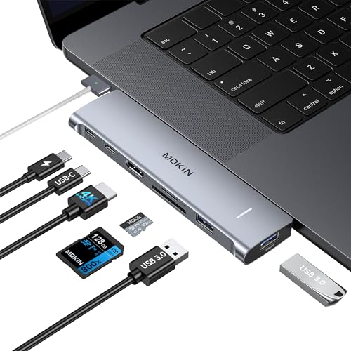MacBook USB C Adapter, USB C Adapter für MacBook Pro/Air, 7 in 2 Thunderbolt 3 USB C Hub für MacBook Zubehör für MacBook Pro Air M1 M2, Mac Dongle mit 4K HDMI,USB C 100W, 2 USB3.0 und Micro SD&SD von MOKiN