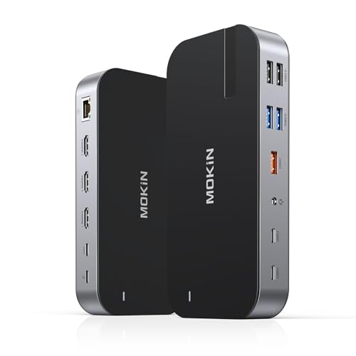 USB C Docking Station 3 HDMI, 16 in 1 Docking station zwei Monitor, Laptop Docking station drei Displays mit USB A/C 3.1, USB 3.0/2.0, 100 W PD, Ethernet, Audio&Mikrofon, SD&MicroSD für Lenovo MacBook USB C Docking Station 3 HDMI, 16 in 1 Docking station zwei Monitor, Laptop Docking station drei Displays mit USB A/C 3.1, USB 3.0/2.0, 100 W PD, Ethernet, Audio&Mikrofon, SD&MicroSD für Lenovo MacBook von MOKiN