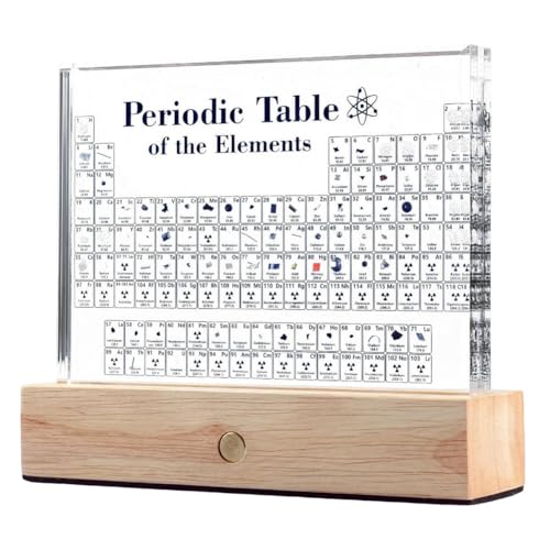 MOLERRI Periodensystem mit Echten Elementen im Inneren, Tabelle der Elemente, Acryl-Periodensystem-Display mit 83 Echten Beispielen von MOLERRI