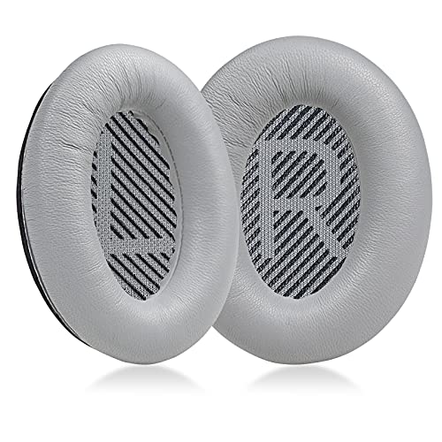 MOLGRIA Lammfell-Ohrpolster, Ersatz-Ohrpolster für Bose Quiet Comfort QC 35 II QC35 QC35ii QC15 QC25 QC2 AE2 SoundLink SoundTrue Kopfhörer (Silber) von MOLGRIA