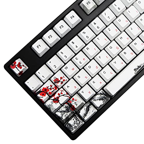 MOLGRIA Tastenkappen 111 Set für Deutscher Mechanische Tastatur, Custom PBT OEM Profil Tastenkappen für Deutschland mit Tastenkappenabzieher für Gateron Cherry MX Switch ISO Layout (Pflaumenblüte) von MOLGRIA