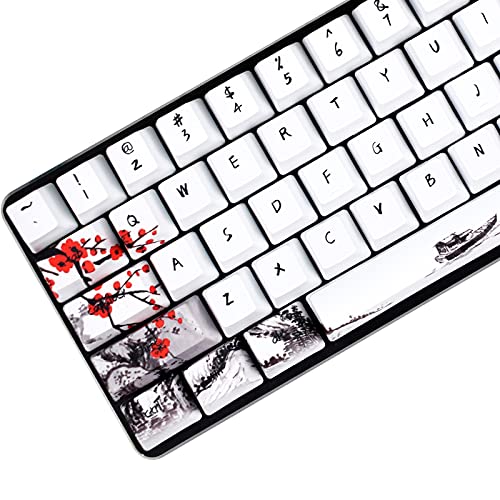 MOLGRIA Tastenkappen 71 Set für mechanische Gaming-Tastatur, benutzerdefinierte PBT-OEM-Profil-Tastenkappen im japanischen Stil für Cherry MX 71/61, 60% Tastatur (Pflaumenblüte) von MOLGRIA