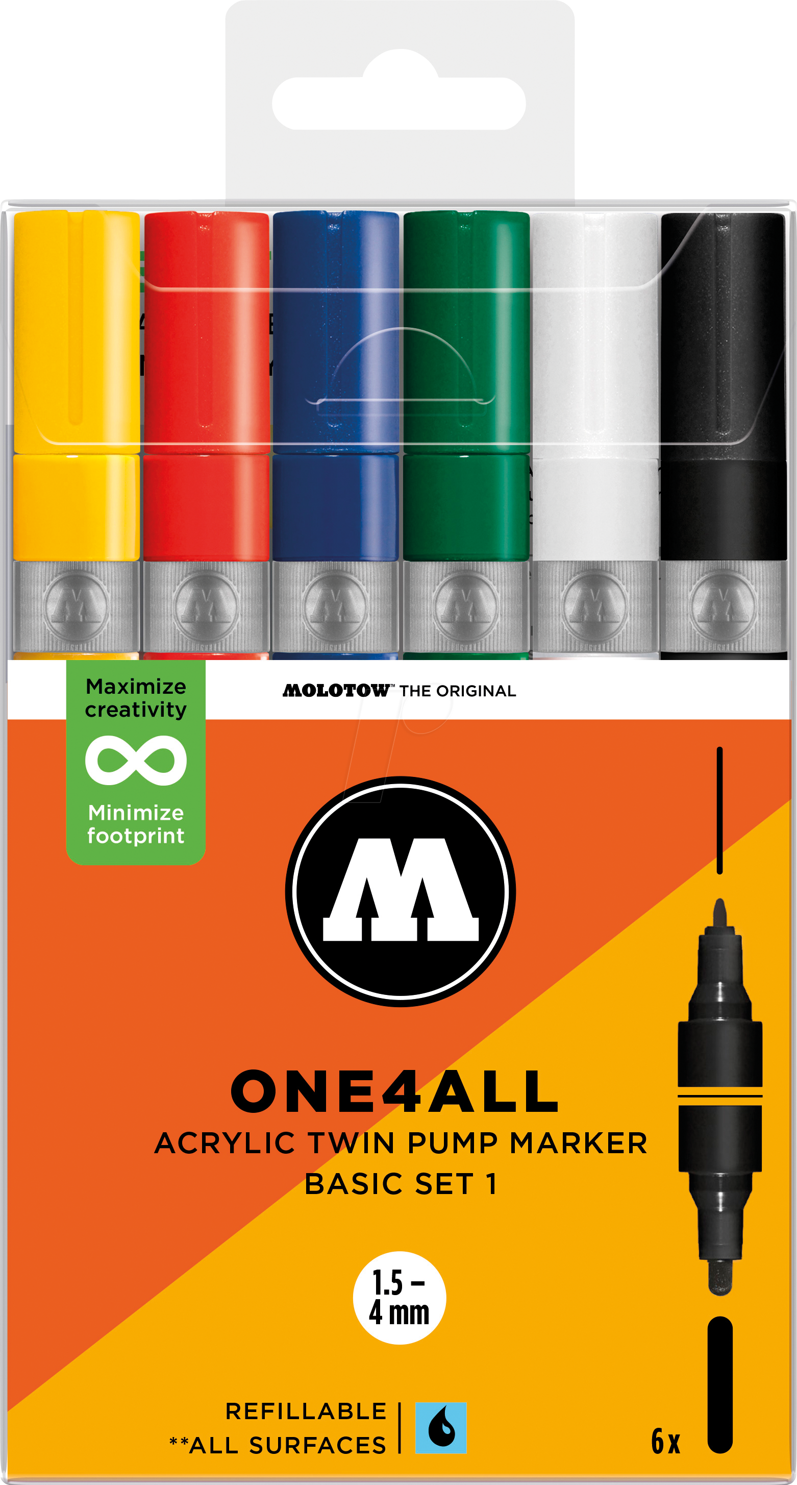 MO200850 - Acrylmarker, 1,5 - 4 mm, 6 Farben von MOLOTOW