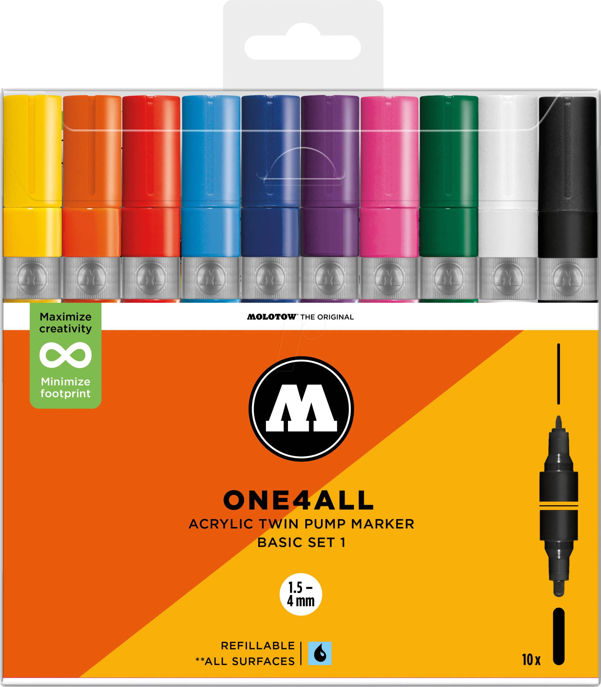 MO200890 - Acrylmarker, 1,5 - 4 mm, 10 Farben von MOLOTOW