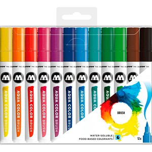 MOLOTOW Aqua Color Basic Set 1 Brush-Pens farbsortiert, 12 St. von MOLOTOW