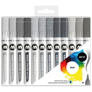 MOLOTOW Aqua Color Grey Set Brush-Pens farbsortiert, 12 St. von MOLOTOW