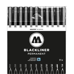 MOLOTOW BLACKLINER Complete Fineliner-Set schwarz, 11 St. von MOLOTOW