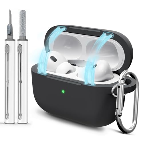 Kompatibel mit AirPod Pro Schutzhülle mit Reinigungsset, weiche Silikonhülle für AirPods Pro 2. / 1. Generation, mit magnetischem Deckelschloss und Schlüsselanhänger, solide für Damen und Herren Kompatibel mit AirPod Pro Schutzhülle mit Reinigungsset, weiche Silikonhülle für AirPods Pro 2. / 1. Generation, mit magnetischem Deckelschloss und Schlüsselanhänger, solide für Damen und Herren von MOLOVA