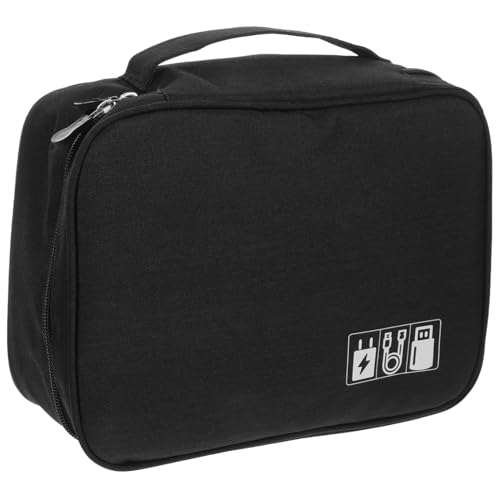 MOLUCKFU Digitale Aufbewahrungstasche Kleiner Hartschalenkoffer Veranstalter Tragbare Tragetasche USB-datenspeichertasche Fall Elektronikgehäuse Schlüsselband Kabel Ausrüstung Flanell Black von MOLUCKFU