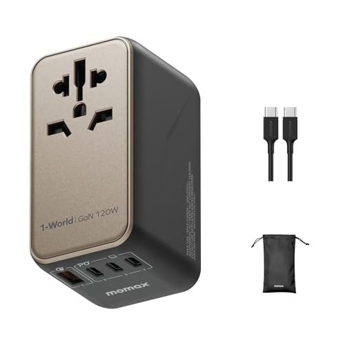 MOMAX 120W GaN Reiseadapter weltweit USB C, Reisestecker weltweit schnelles Laden für Vision Pro mit 3 USB C 1 USB A, internationaler Adapter für USA UK Japan EU Australien Kanada MOMAX 120W GaN Reiseadapter weltweit USB C, Reisestecker weltweit schnelles Laden für Vision Pro mit 3 USB C 1 USB A, internationaler Adapter für USA UK Japan EU Australien Kanada von MOMAX