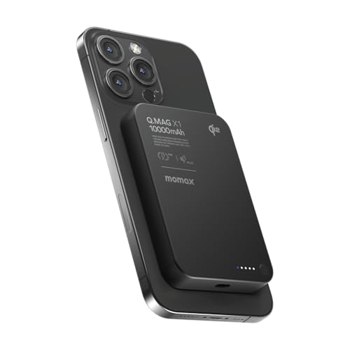 MOMAX Qi2 Powerbank Magnetisch, 10000mAh Schnellladen Ultra-Schlank Magnetisches Ladegerät, 15W Kabelloses Laden Ladegerät für MagSafe iPhone-Modelle & Android, Leicht, Schwarz MOMAX Qi2 Powerbank Magnetisch, 10000mAh Schnellladen Ultra-Schlank Magnetisches Ladegerät, 15W Kabelloses Laden Ladegerät für MagSafe iPhone-Modelle & Android, Leicht, Schwarz von MOMAX
