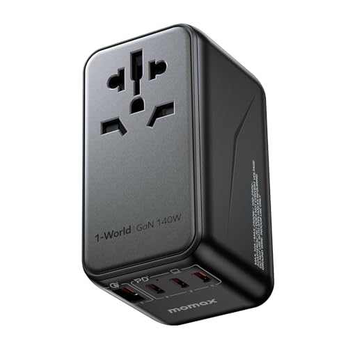 MOMAX Reiseadapter Weltweit, 140W GaN-Technologie, EU/UK/AUS/US/JP weltweit, Schnellladung für iPhone, MacBook pro, Vision Pro, Ladekabel im Lieferumfang enthalten MOMAX Reiseadapter Weltweit, 140W GaN-Technologie, EU/UK/AUS/US/JP weltweit, Schnellladung für iPhone, MacBook pro, Vision Pro, Ladekabel im Lieferumfang enthalten von MOMAX
