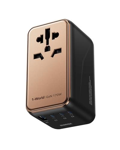 MOMAX Reiseadapter Weltweit, 170W GaN International Universal Adapter 3 USB-C 1 USB-A, Travel Adapter, Internationaler Stromadapter für die meisten Europa, UK, USA, Japan, AU MOMAX Reiseadapter Weltweit, 170W GaN International Universal Adapter 3 USB-C 1 USB-A, Travel Adapter, Internationaler Stromadapter für die meisten Europa, UK, USA, Japan, AU von MOMAX