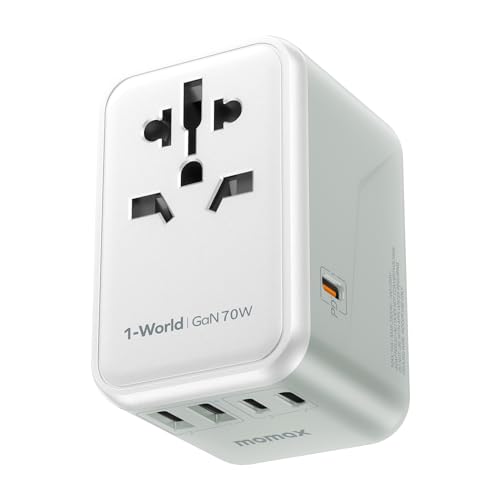 MOMAX Reiseadapter Weltweit 65W GaN Schnellladen, Universal Reisestecker für Vision Pro mit 2USBA, 3USB C,1AC, Internationaler Steckdosenadapter 6 Geräte gleichzeitig Aufladen für USA UK AUS EU MOMAX Reiseadapter Weltweit 65W GaN Schnellladen, Universal Reisestecker für Vision Pro mit 2USBA, 3USB C,1AC, Internationaler Steckdosenadapter 6 Geräte gleichzeitig Aufladen für USA UK AUS EU von MOMAX