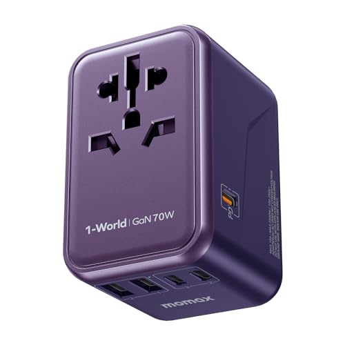MOMAX Reiseadapter Weltweit 70W GaN Schnellladen, Universal Reisestecker für Vision Pro mit 2USBA, 3USB C,1AC, Internationaler Steckdosenadapter 6 Geräte gleichzeitig Aufladen für USA UK AUS EU MOMAX Reiseadapter Weltweit 70W GaN Schnellladen, Universal Reisestecker für Vision Pro mit 2USBA, 3USB C,1AC, Internationaler Steckdosenadapter 6 Geräte gleichzeitig Aufladen für USA UK AUS EU von MOMAX