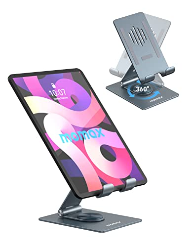 MOMAX iPad-Ständer für Schreibtisch,360°drehbarer iPad-Drehständer zum Schreiben und Zeichnen,Faltbare Aluminium Tablet Ständer und Halter, verstellbar für Geschäft,Büro,Vitrine,Rezeption,Küche von MOMAX